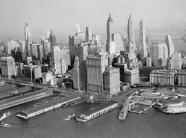 kk New York City - Skyline, Downtown New York. Manhattan South Ferry, New York 1930s